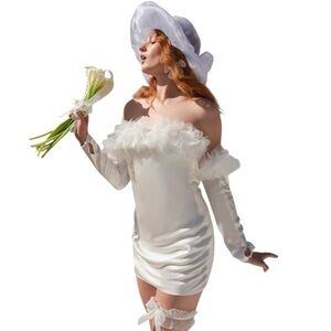 For Love & Lemons White Satin Mila Mini Dress Womens S